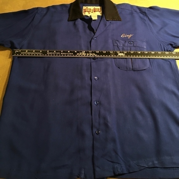 BOWL’D OVER Vintage BOWLING SHIRT, Short Sleeve, BLUE/BLACK, Embroidered, Size M - Picture 4 of 9